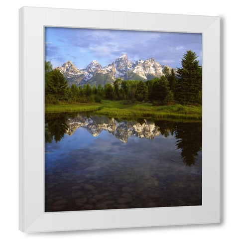 Wyoming Grand Tetons reflect in the Snake River White Modern Wood Framed Art Print by Talbot Frank, Christopher
