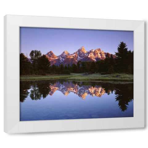 Wyoming Grand Tetons reflect in the Snake River White Modern Wood Framed Art Print by Talbot Frank, Christopher