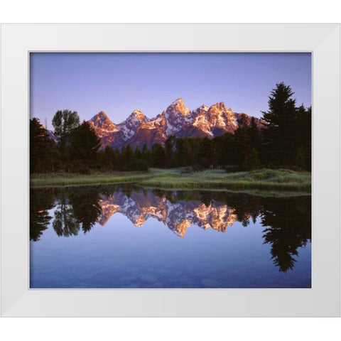 Wyoming Grand Tetons reflect in the Snake River White Modern Wood Framed Art Print by Talbot Frank, Christopher