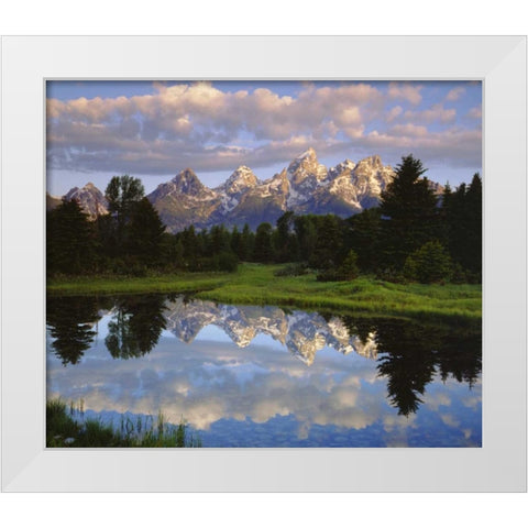 Wyoming Grand Tetons reflect in the Snake River White Modern Wood Framed Art Print by Talbot Frank, Christopher