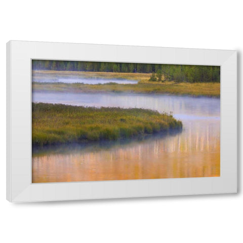 Wyoming, Yellowstone Morning at Madison River White Modern Wood Framed Art Print by Paulson, Don