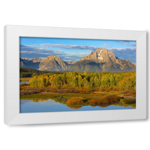 Wyoming, Grand Teton NP Sunrise on Snake River White Modern Wood Framed Art Print by Paulson, Don