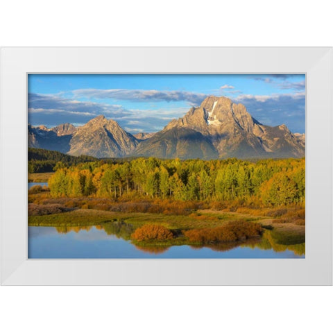 Wyoming, Grand Teton NP Sunrise on Snake River White Modern Wood Framed Art Print by Paulson, Don