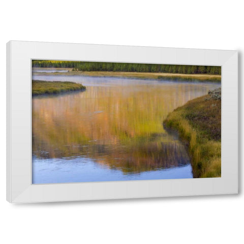 Wyoming, Yellowstone Morning at Madison River White Modern Wood Framed Art Print by Paulson, Don