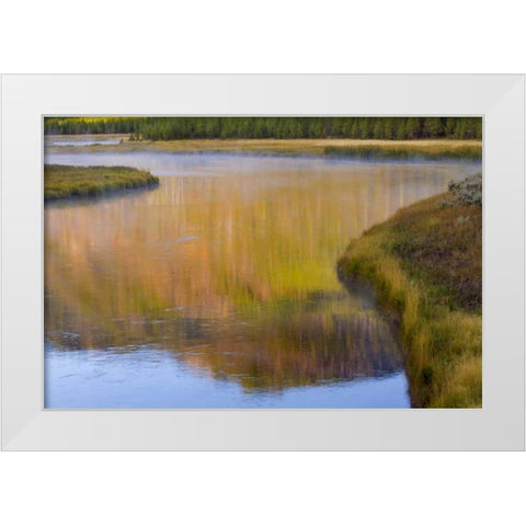 Wyoming, Yellowstone Morning at Madison River White Modern Wood Framed Art Print by Paulson, Don
