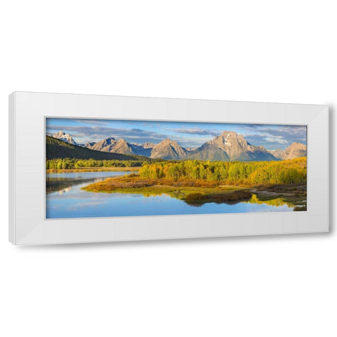 WY, Grand Tetons Sunrise on Snake River White Modern Wood Framed Art Print by Paulson, Don