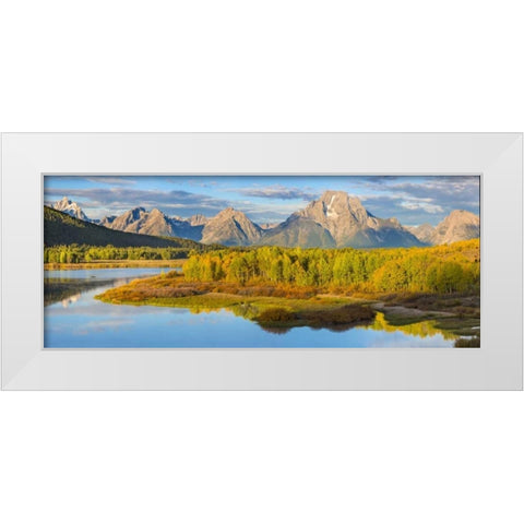 WY, Grand Tetons Sunrise on Snake River White Modern Wood Framed Art Print by Paulson, Don