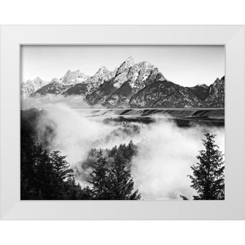 USA, Wyoming, Grand Teton NP Mountain sunrise White Modern Wood Framed Art Print by Flaherty, Dennis