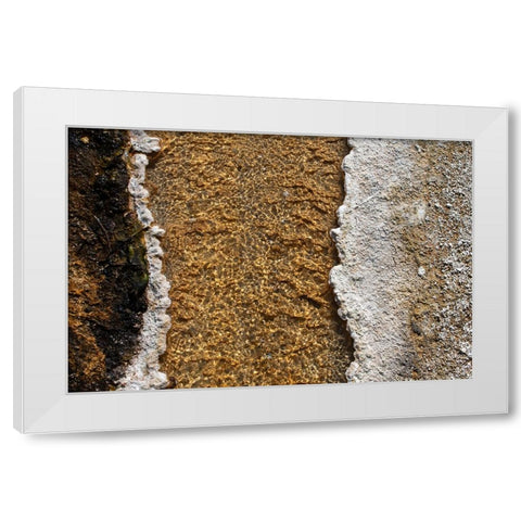 USA-Wyoming-Yellowstone National Park-Black Sand Basin-Volcanic hot water stream White Modern Wood Framed Art Print by Hopkins, Cindy Miller