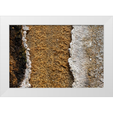 USA-Wyoming-Yellowstone National Park-Black Sand Basin-Volcanic hot water stream White Modern Wood Framed Art Print by Hopkins, Cindy Miller
