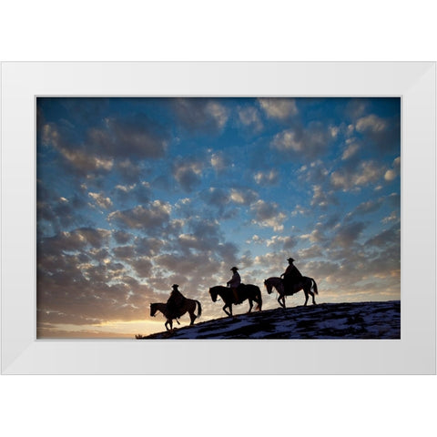 USA- Shell- Wyoming. Hideout Ranch cowboys and cowgirls White Modern Wood Framed Art Print by Gulin, Darrell