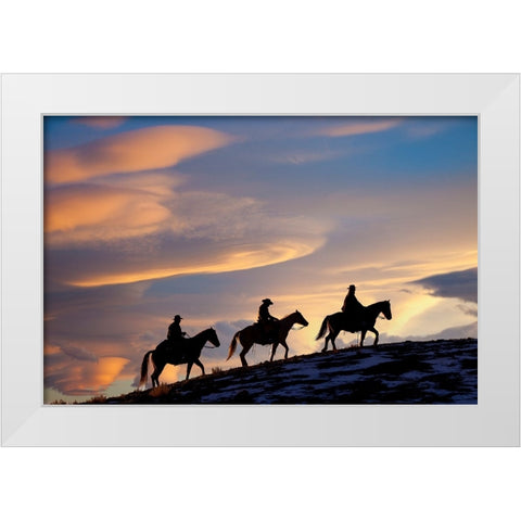 USA- Shell- Wyoming. Hideout Ranch cowboys and cowgirls White Modern Wood Framed Art Print by Gulin, Darrell