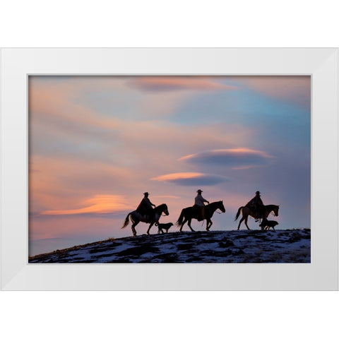 USA- Shell- Wyoming. Hideout Ranch cowboys and cowgirls White Modern Wood Framed Art Print by Gulin, Darrell