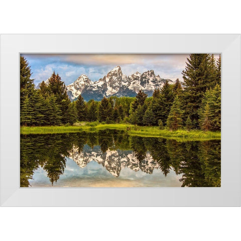 Schwabacher Landing-Tetons-Wyoming White Modern Wood Framed Art Print by Ford, John