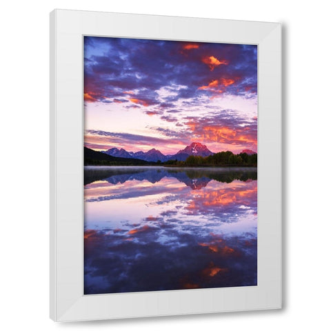 Dawn light over the Tetons from Oxbow Bend-Grand Teton National Park-Wyoming-USA White Modern Wood Framed Art Print by Bishop, Russ