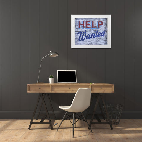 Weathered help-wanted sign White Modern Wood Framed Art Print by Terrill, Steve
