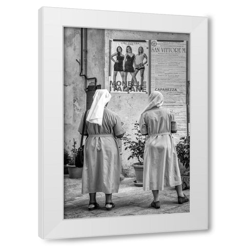 Chicky Girls White Modern Wood Framed Art Print by Grimaldi, Giuseppe