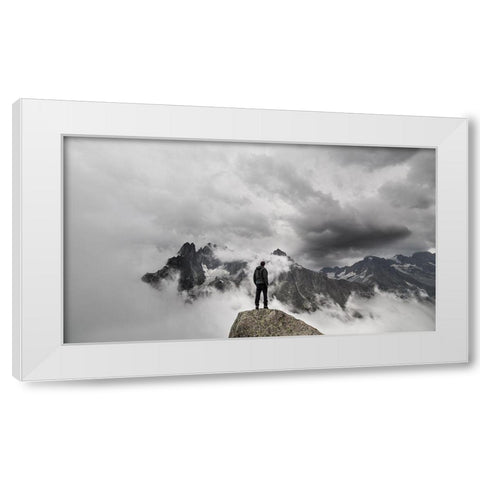 In The Clouds White Modern Wood Framed Art Print by Michal