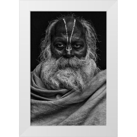 Indian Dark Face White Modern Wood Framed Art Print by AL Farsi, Haitham