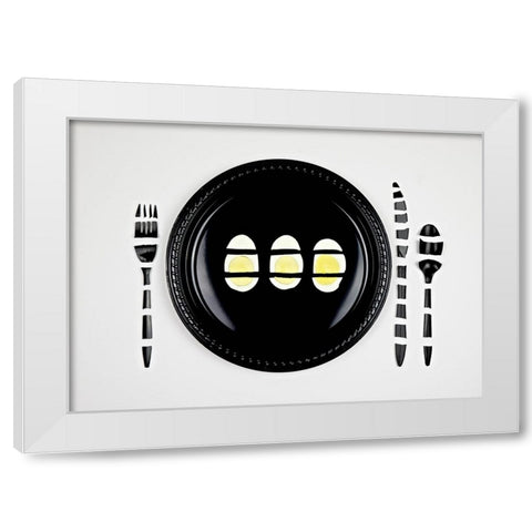 Breakfast Interrupted White Modern Wood Framed Art Print by Melnotte, Mike