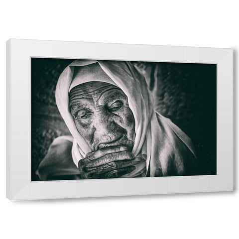 Worried White Modern Wood Framed Art Print by Al Adwan, Rami