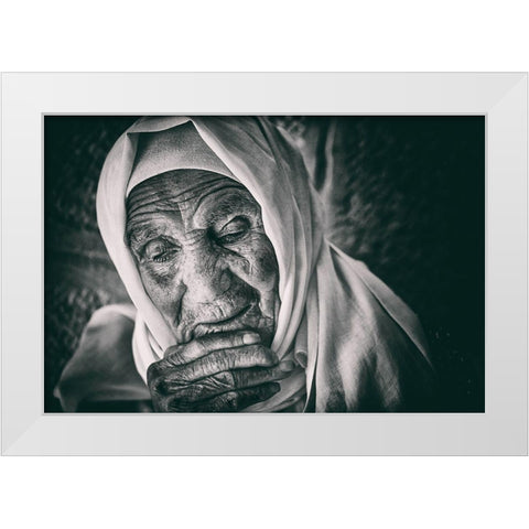 Worried White Modern Wood Framed Art Print by Al Adwan, Rami