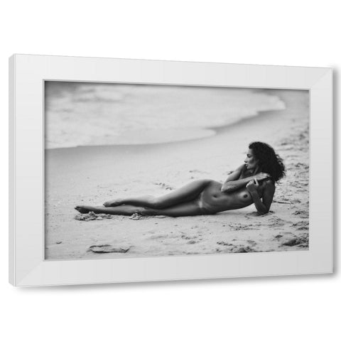 Katrin And The Sea White Modern Wood Framed Art Print by Rise, Zachar
