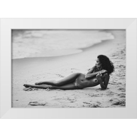 Katrin And The Sea White Modern Wood Framed Art Print by Rise, Zachar
