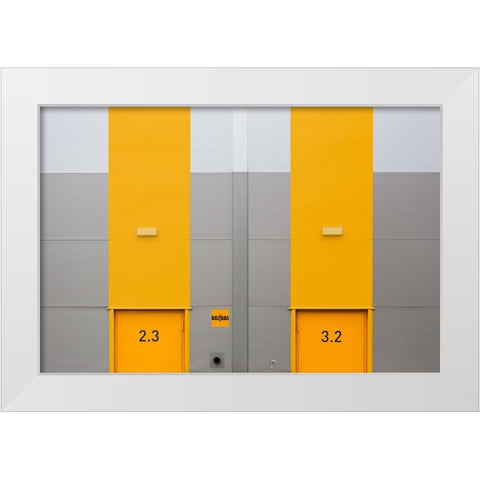 Yellow Mirror White Modern Wood Framed Art Print by Niezen, Jan