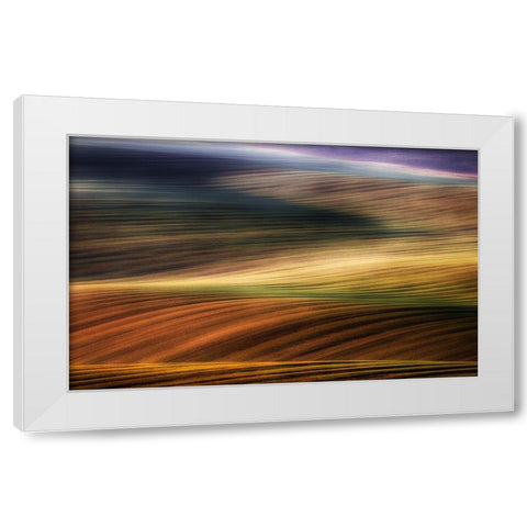 Autumn Fields White Modern Wood Framed Art Print by Krol, Piotr