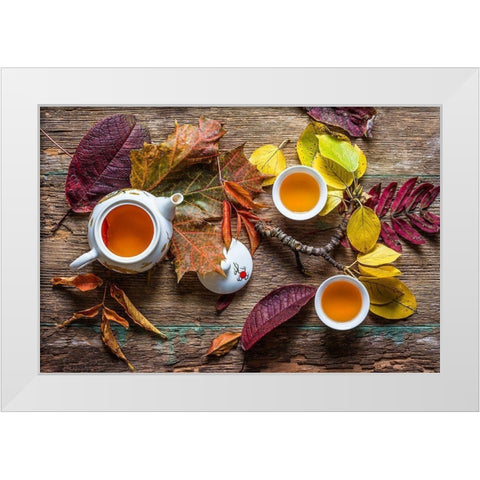 Tea Of September White Modern Wood Framed Art Print by Aristov, Stanislav