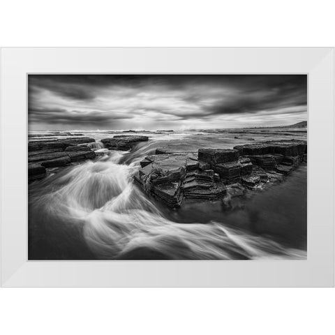 Dance Of Water White Modern Wood Framed Art Print by Zhu, Jingshu