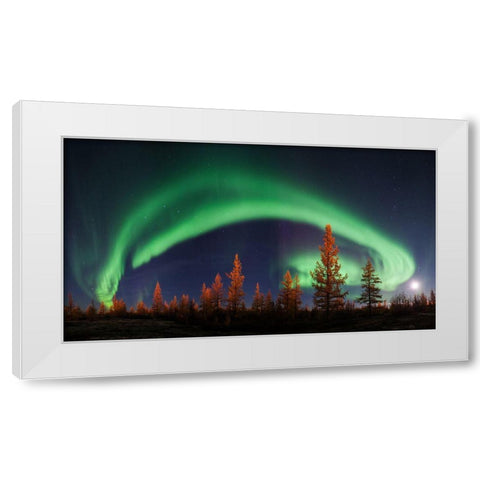 Northern Lights White Modern Wood Framed Art Print by Snegirev, Andrey