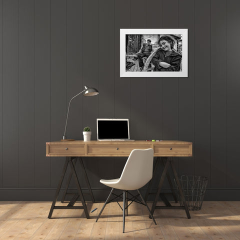 Happy Eyes White Modern Wood Framed Art Print by Aydogdu, Veli