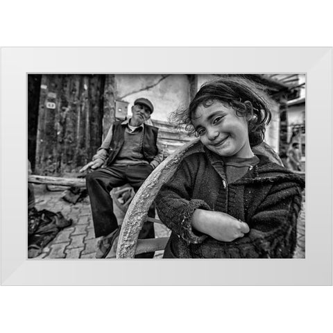 Happy Eyes White Modern Wood Framed Art Print by Aydogdu, Veli