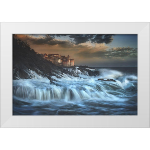 Tellaro Water Fall White Modern Wood Framed Art Print by Lazzarotti, Paolo