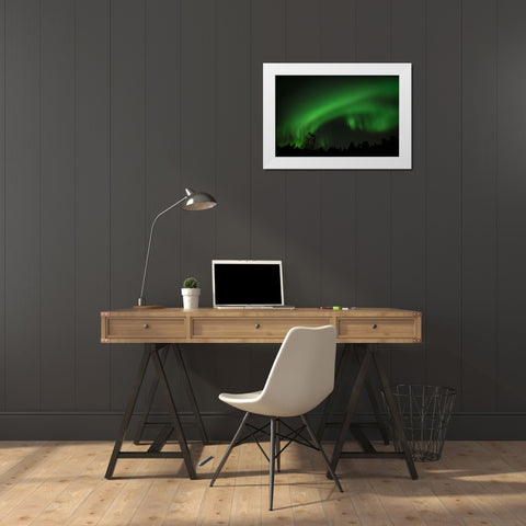 The Light Shower White Modern Wood Framed Art Print by Caroline Stroksnes, Mette