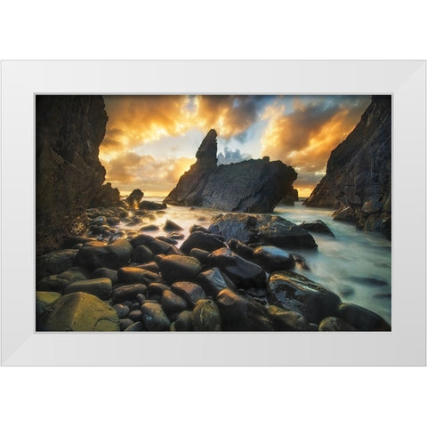 A Place Of Solitude White Modern Wood Framed Art Print by Zhang, Yan