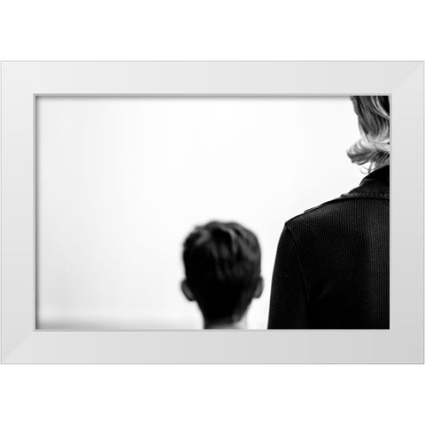 Mother And Son. White Modern Wood Framed Art Print by Petrone, Flavio