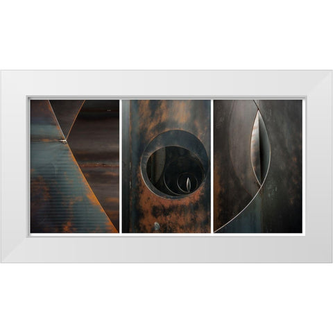 Triptich White Modern Wood Framed Art Print by Ghesquiere, Hilde