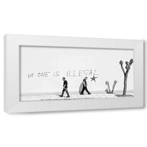 No One Is Illegal White Modern Wood Framed Art Print by Sander, Martin