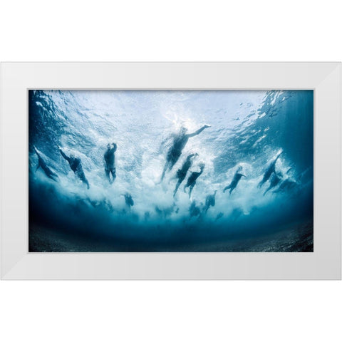 Swim White Modern Wood Framed Art Print by Lopresti, Davide