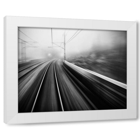 From The Last Wagon Of The Train White Modern Wood Framed Art Print by Persson, Mats