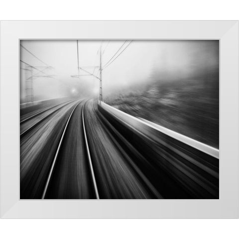 From The Last Wagon Of The Train White Modern Wood Framed Art Print by Persson, Mats