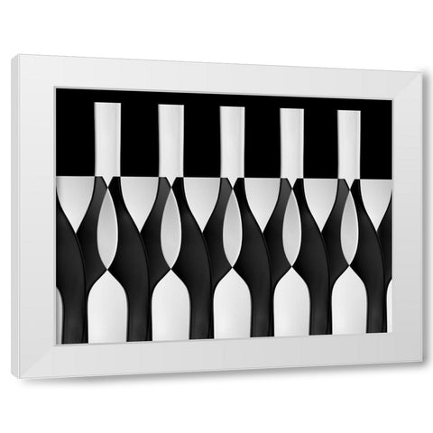Spoons Abstract: Bottles Glasses Candles White Modern Wood Framed Art Print by Hammer, Jacqueline