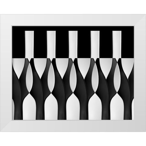 Spoons Abstract: Bottles Glasses Candles White Modern Wood Framed Art Print by Hammer, Jacqueline