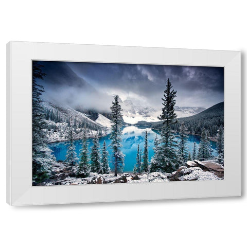 Morning Blues White Modern Wood Framed Art Print by Cole, Trevor