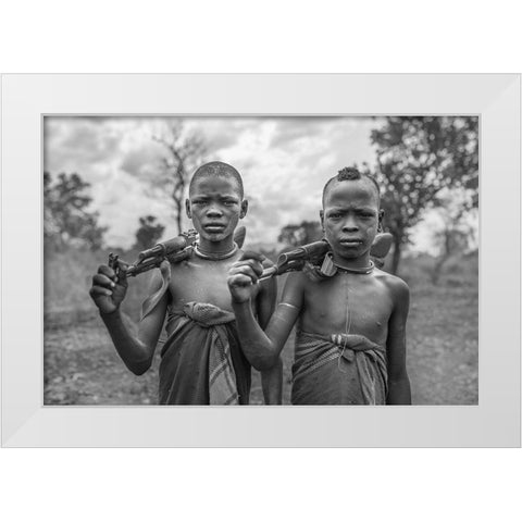 Young Wariors White Modern Wood Framed Art Print by Solinski, Tomasz