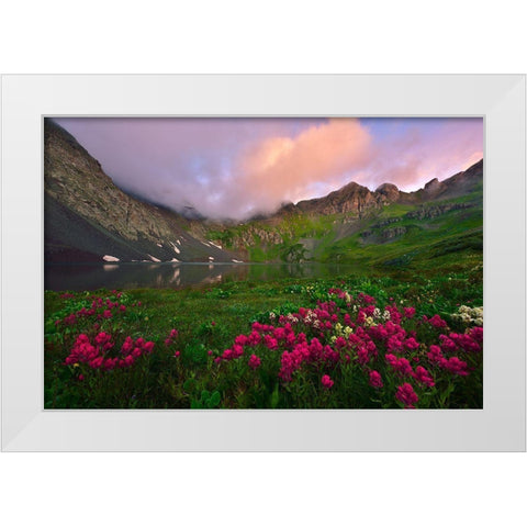 Clear Lake Dawn White Modern Wood Framed Art Print by Xu, Mei