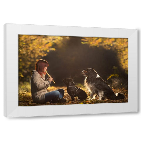 Magic Sound White Modern Wood Framed Art Print by Campo, Stefano